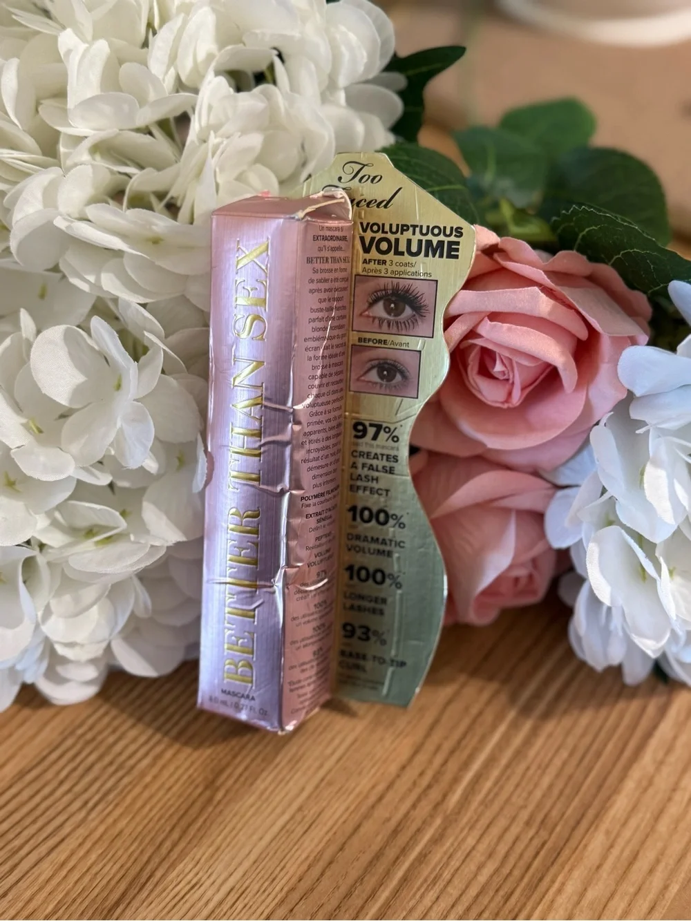 Too Faced Better Than Sex Mascara in Metallic Pink and Gold Box